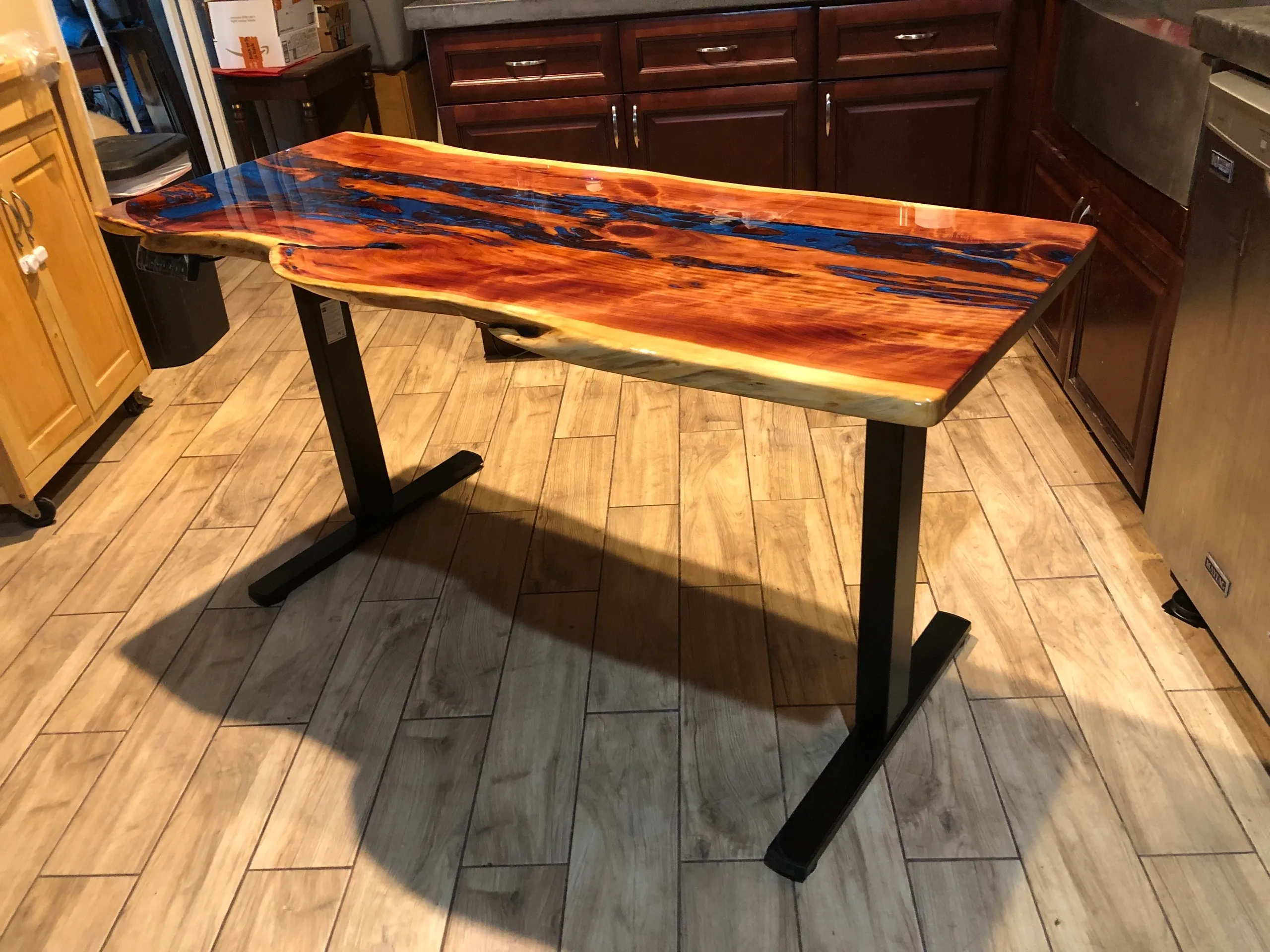 Unique resin river wood desk